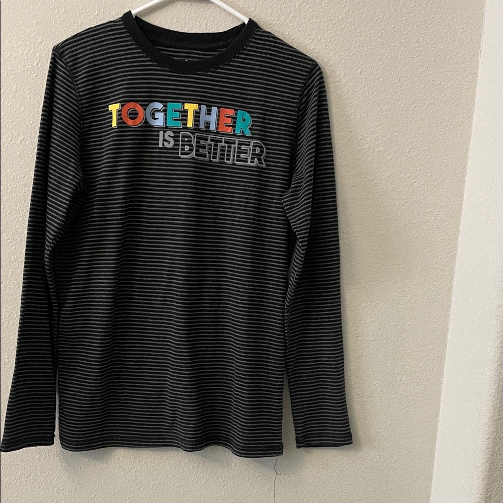 Striped Black Long Sleeve Kids Shirt - Together is Better